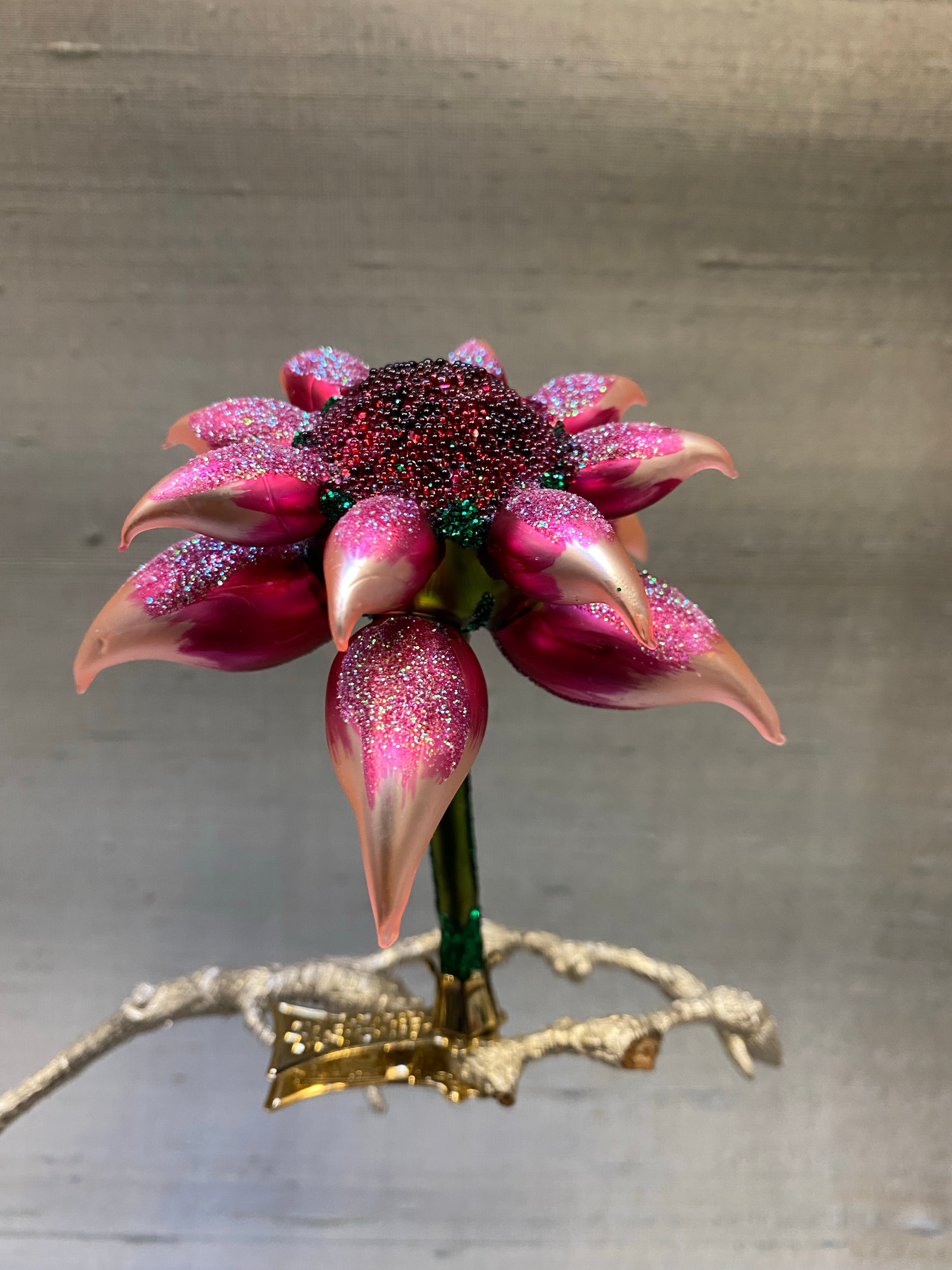 Grote Prachtige Roze Bloem - Handgemaakt, Glazen Kerst Ornament, Home Decoratie, Made in Polish Manufacture, Collectible Kerstbal